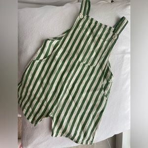 Striped green overalls 3-4T